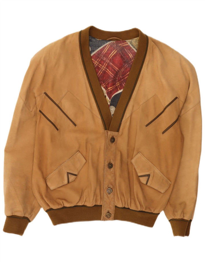 Toni Mir Giubbotto bomber in pelle scamosciata da uomo UK 42 XL Pelle marrone