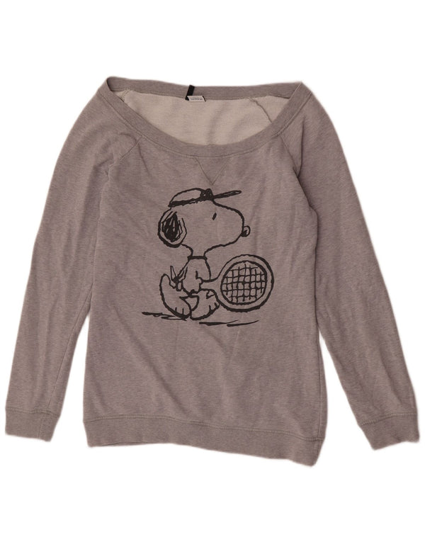 Felpa grafica da donna Benetton Peanuts Graphic Jumper UK 14 Grigio medio
