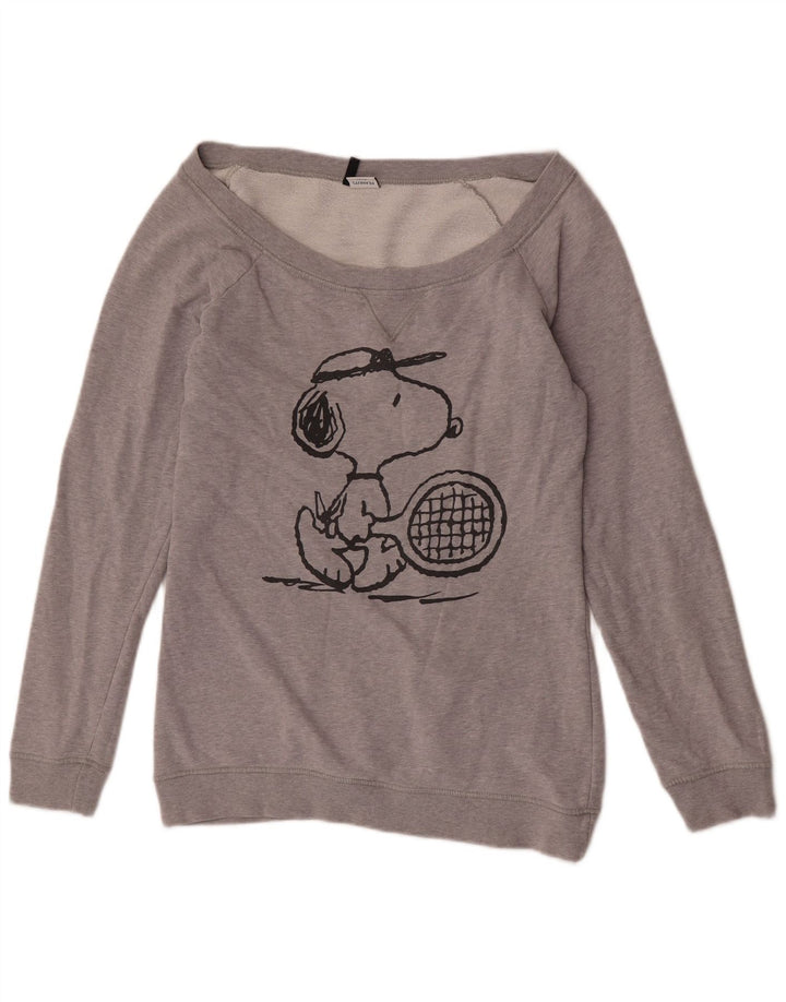 Felpa grafica da donna Benetton Peanuts Graphic Jumper UK 14 Grigio medio