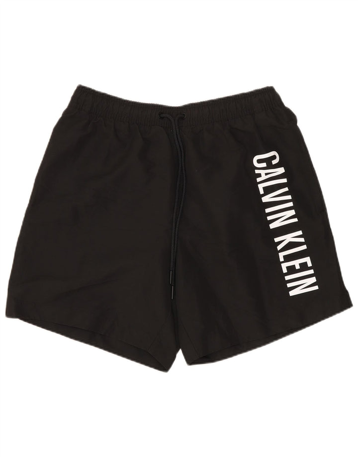 Pantaloncini da bagno grafici da uomo Calvin Klein piccoli in poliestere nero