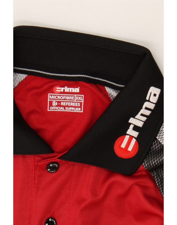 ERIMA Mens Long Sleeve Polo Shirt 2XL Red Colourblock Polyester Vintage Erima and Second-Hand Erima from Messina Hembry 