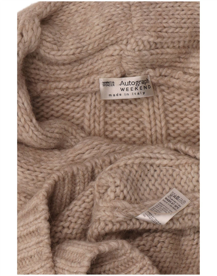 Maglione maglione a collo alto da donna Marks & Spencer UK 8 piccolo acrilico beige