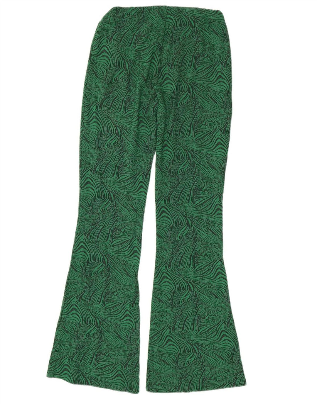 Pantaloni casual a zampa da donna ZARA piccoli W26 L33 verde stampa animalier