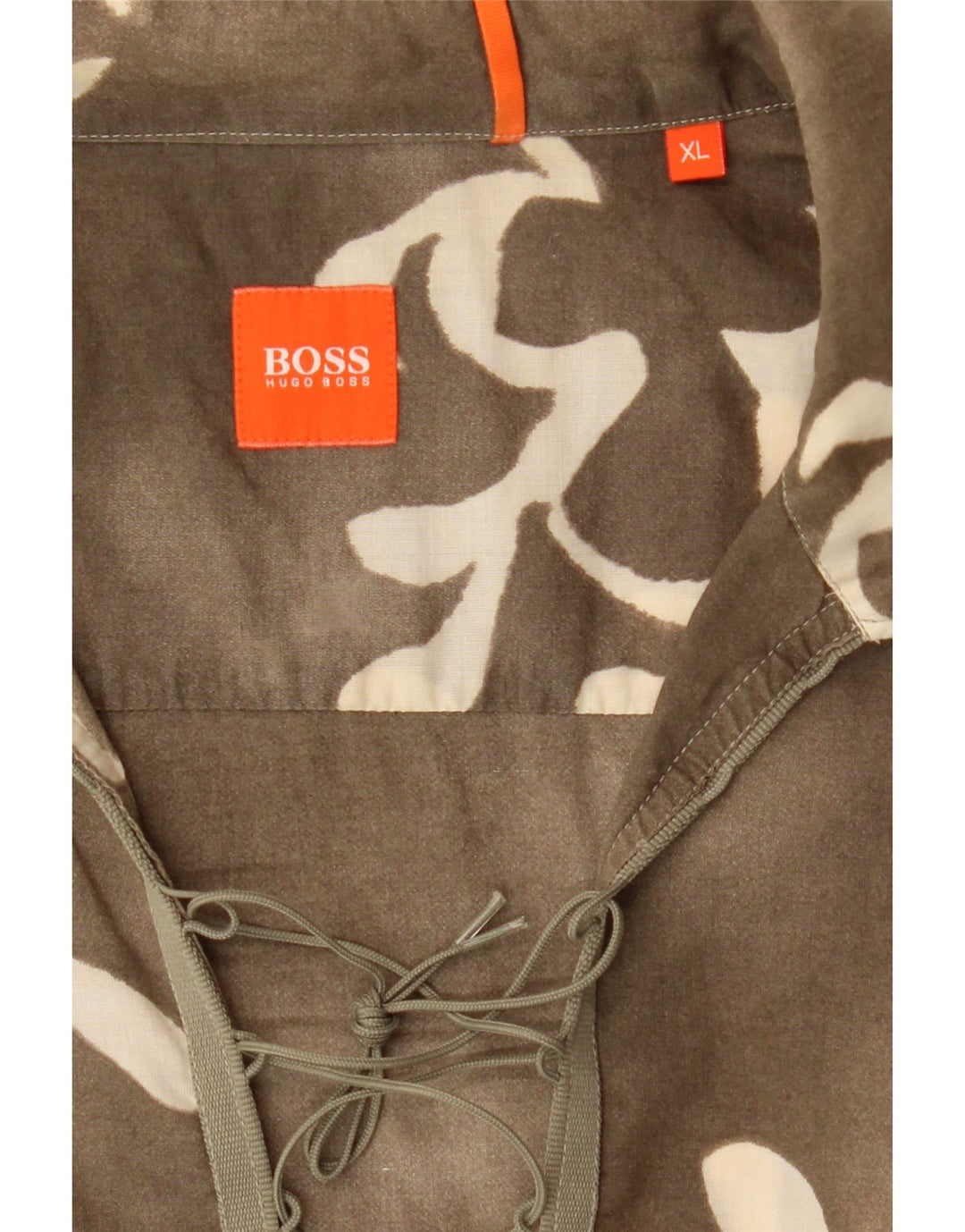 HUGO BOSS Womens Oversized Pullover Shirt UK 18 XL Khaki Floral Vintage Hugo Boss and Second-Hand Hugo Boss from Messina Hembry 