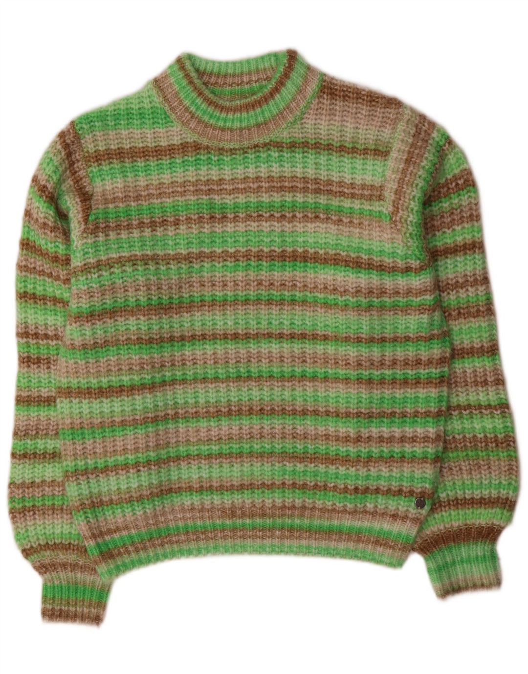 Maglione maglione girocollo da donna Garcia UK 14 verde medio a righe