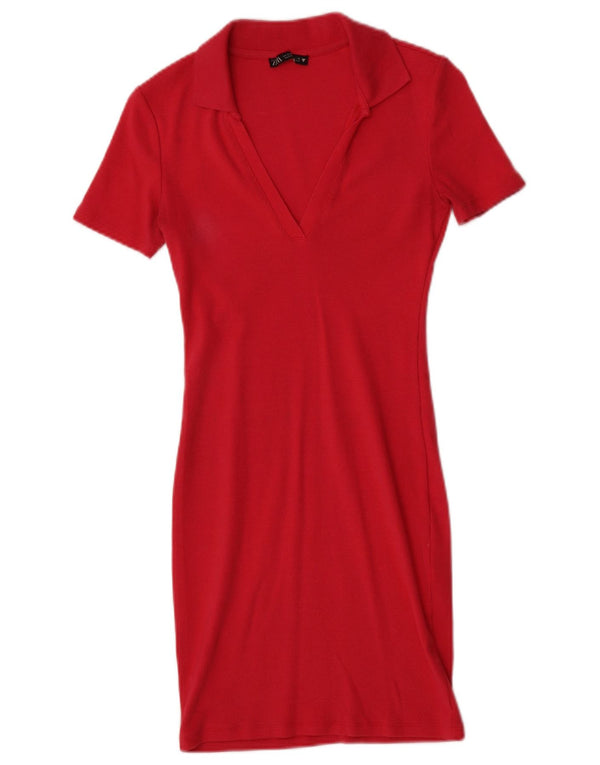Vestito aderente da donna Zara UK 10 piccolo rosso in cotone