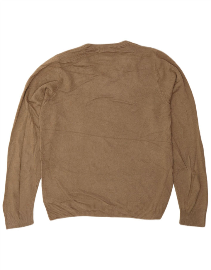 Maglione da uomo con scollo a V blu Harbour Marks & Spencer piccolo acrilico marrone