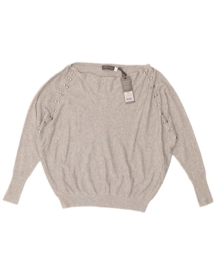 MINT VELVET Womens Oversized Boat Neck Jumper Sweater UK 10 Small Grey