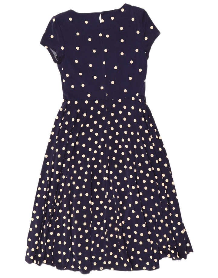 CC Womens A-Line Dress UK 10 Small Navy Blue Polka Dot Polyester