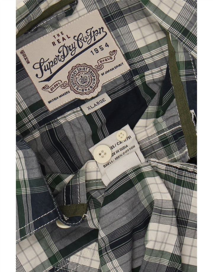 Camicia da uomo SUPERDRY XL in cotone a quadri blu navy