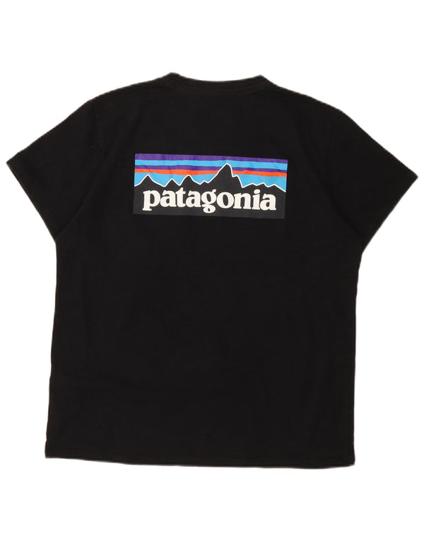 Patagonia T-shirt grafica da donna Top UK 16 Large Nero Poliestere