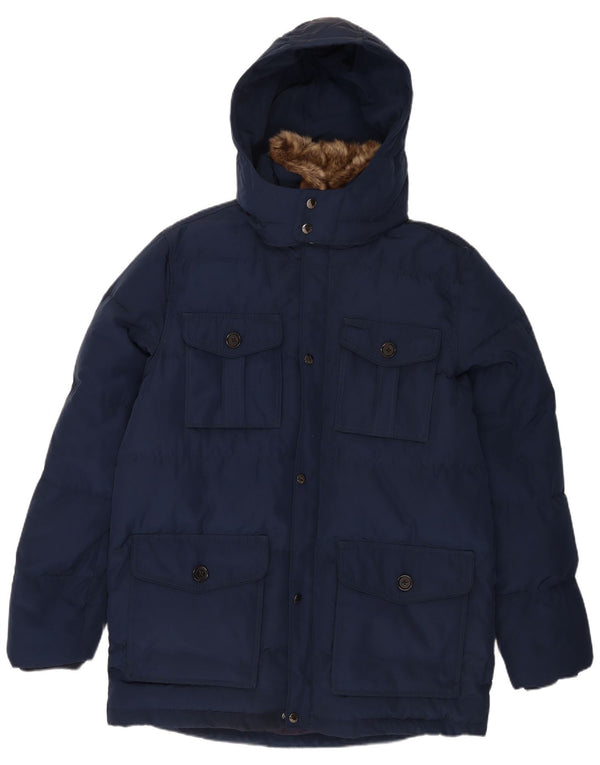 Giacca imbottita con cappuccio da uomo Tommy Hilfiger UK 44 2XL poliestere blu navy