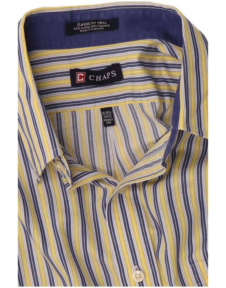 Camicia da uomo Chaps taglia 16 16 1/2 grande cotone a righe gialle