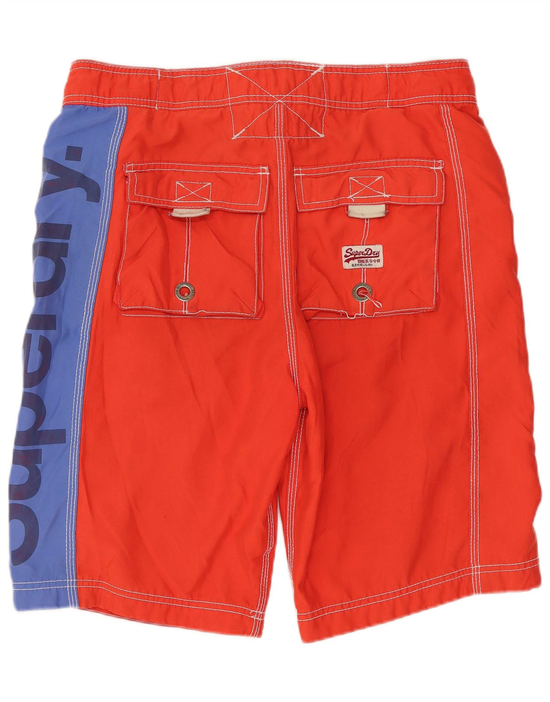 Pantaloncini da bagno con grafica da uomo SUPERDRY piccoli in poliestere color block rosso