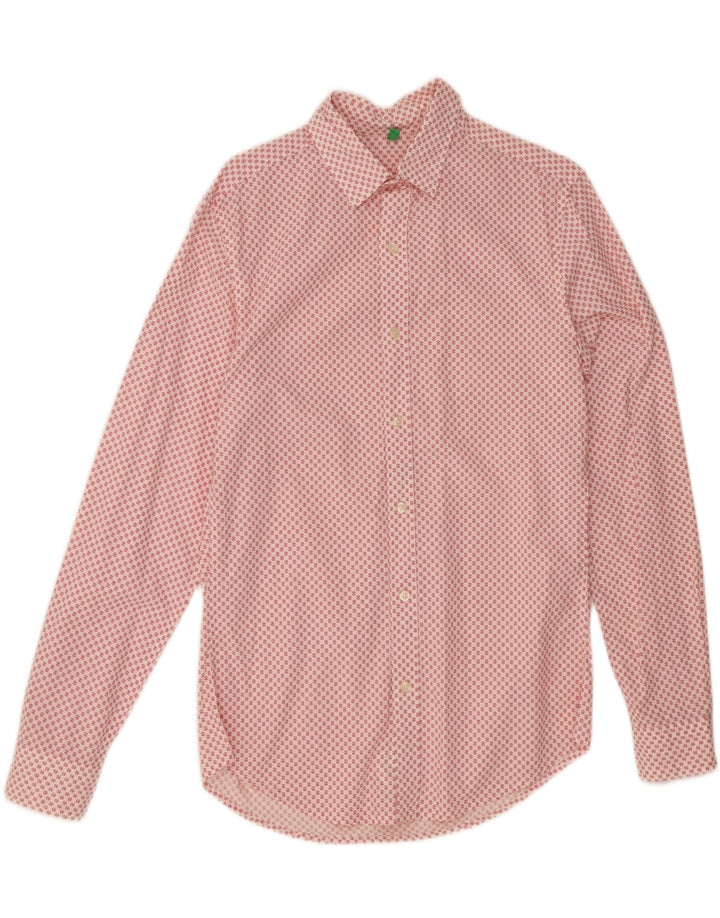 BENETTON Mens Shirt Medium Red Floral Cotton