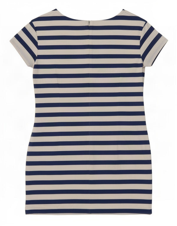 Desigual Womens Graphic T-Shirt Dress EU 42 Large White Striped Cotton