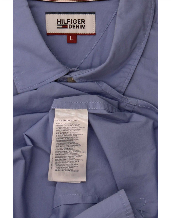 Camicia slim fit da uomo Tommy Hilfiger grande in cotone blu