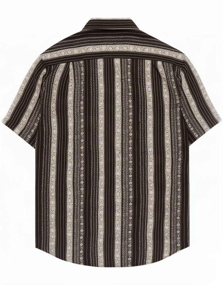 Camicia vintage da uomo a maniche corte a righe nere grandi