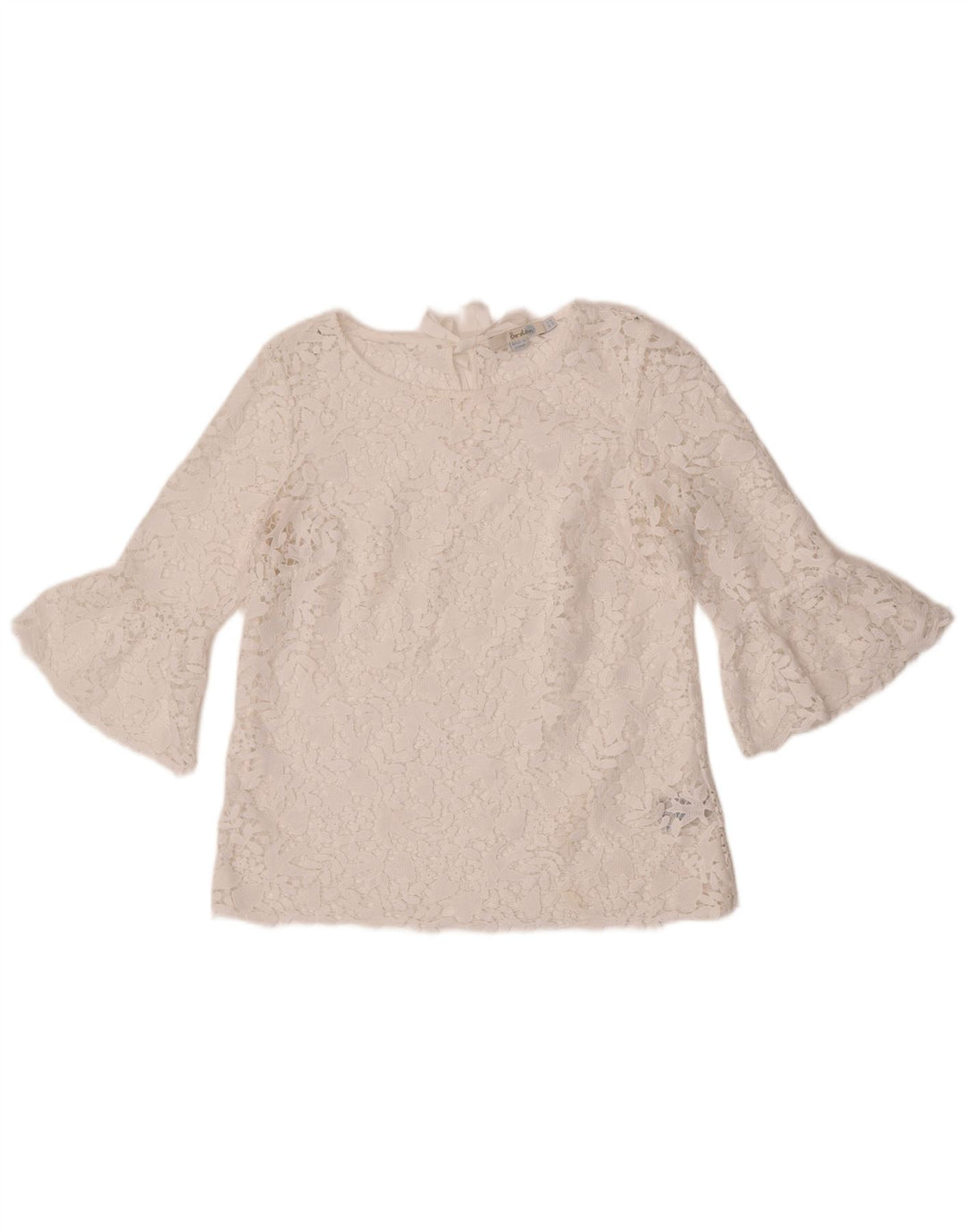 Boden Donna Camicetta Trasparente con Maniche a 3/4 Top UK 12 Medio Bianco Floreale