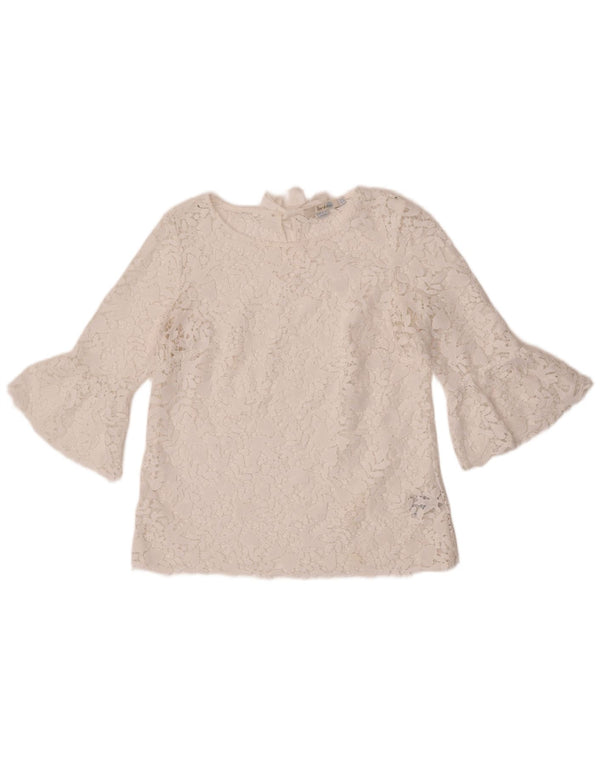 Boden Donna Camicetta Trasparente con Maniche a 3/4 Top UK 12 Medio Bianco Floreale