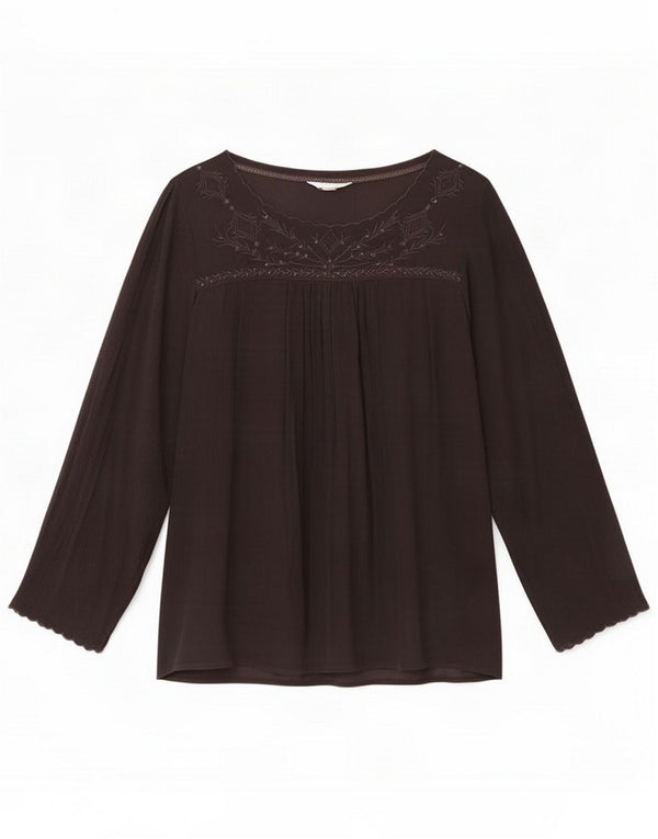 Camicetta a maniche lunghe da donna White Stuff Top UK 16 Large Viscosa grigia
