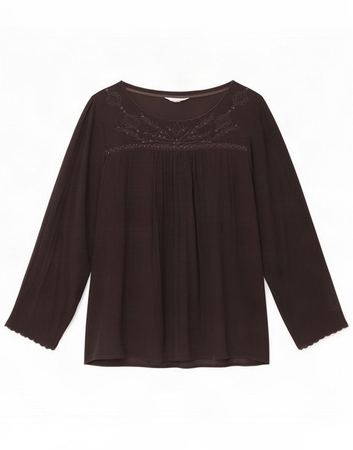 Camicetta a maniche lunghe da donna White Stuff Top UK 16 Large Viscosa grigia