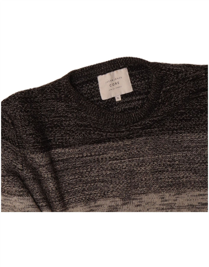JACK & JONES Maglione maglione girocollo da uomo XL in cotone a righe grigie