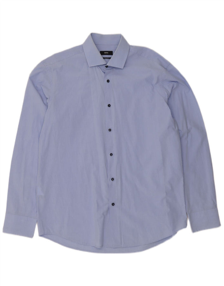 Camicia da uomo vestibilità regolare Hugo Boss taglia 43 17 XL cotone blu