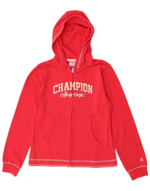 Felpa con cappuccio e zip grafica Champion per ragazze 13-14 anni XL Rosa