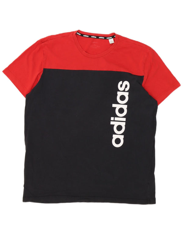 T-shirt grafica da uomo Adidas Top XL in cotone color block rosso