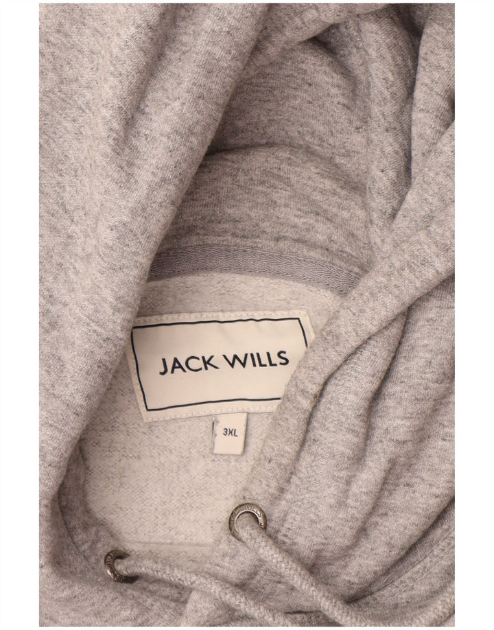 JACK WILLS Felpa con cappuccio grafica da uomo 3XL Cotone chiazzato grigio