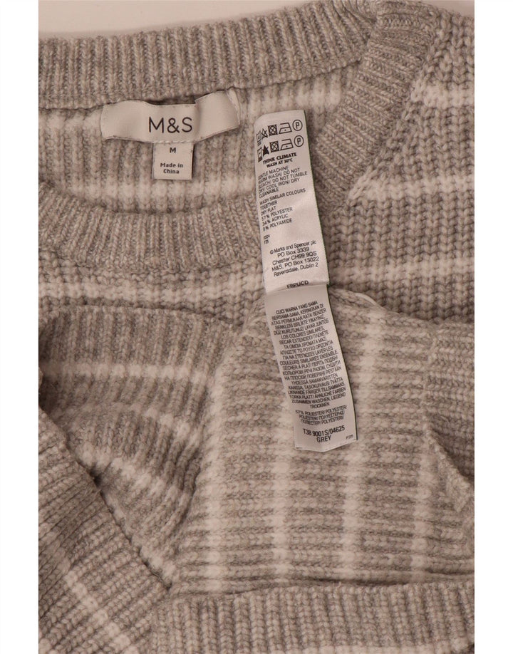 Maglione maglione girocollo da donna Marks & Spencer UK 14 Grigio medio a righe