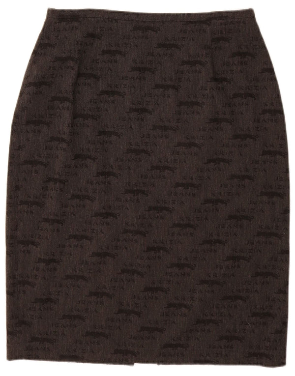 KRIZIA JEANS Gonna a tubino grafica da donna UK 12 Media W28 Grigio