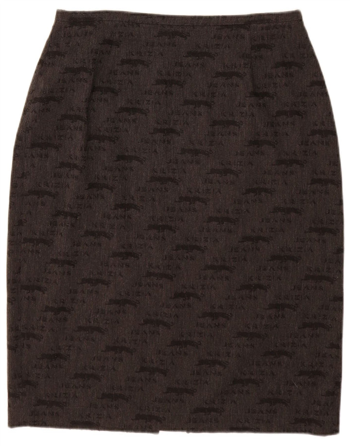 KRIZIA JEANS Gonna a tubino grafica da donna UK 12 Media W28 Grigio