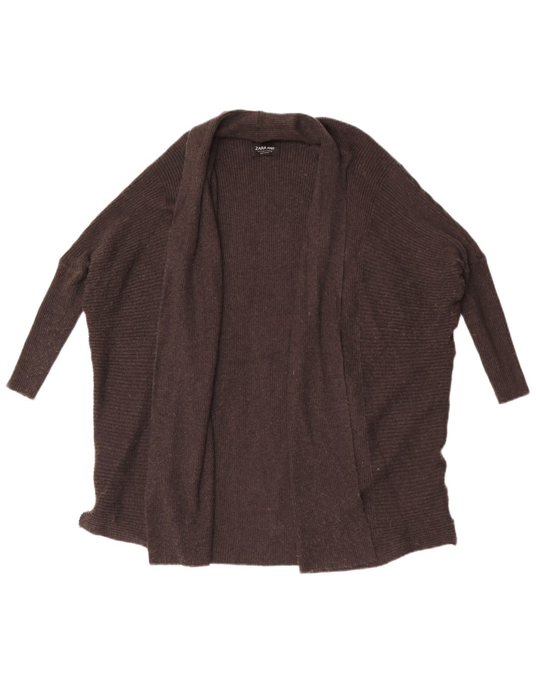 Maglione cardigan aperto oversize con maniche a 3/4 Zara da donna UK 10 piccolo grigio