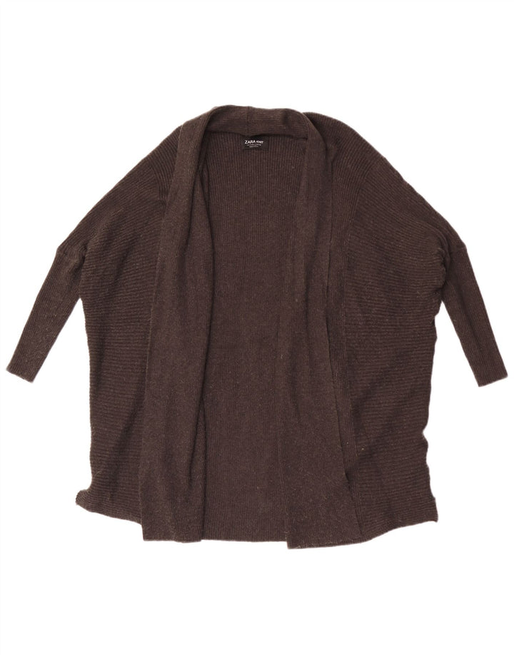Maglione cardigan aperto oversize con maniche a 3/4 Zara da donna UK 10 piccolo grigio