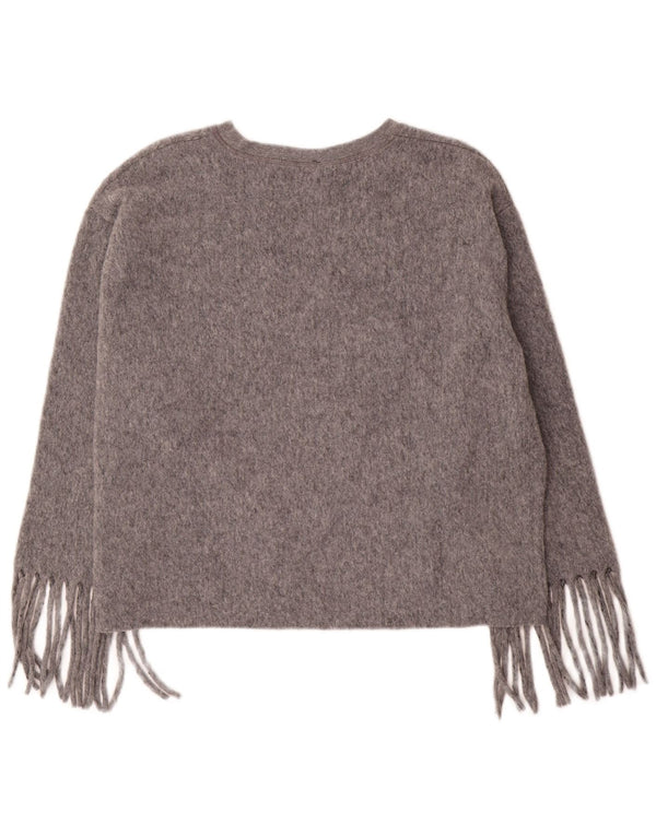 Maglione maglione oversize con scollo a barca da donna Zara UK 16 grande poliestere grigio