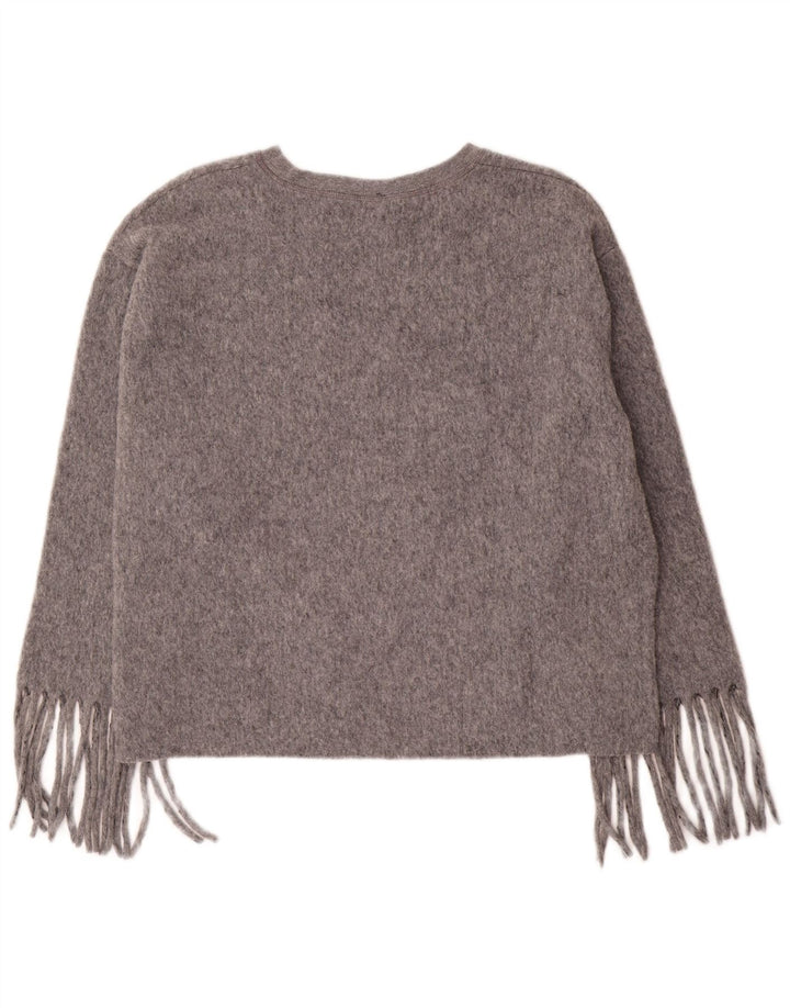 Maglione maglione oversize con scollo a barca da donna Zara UK 16 grande poliestere grigio