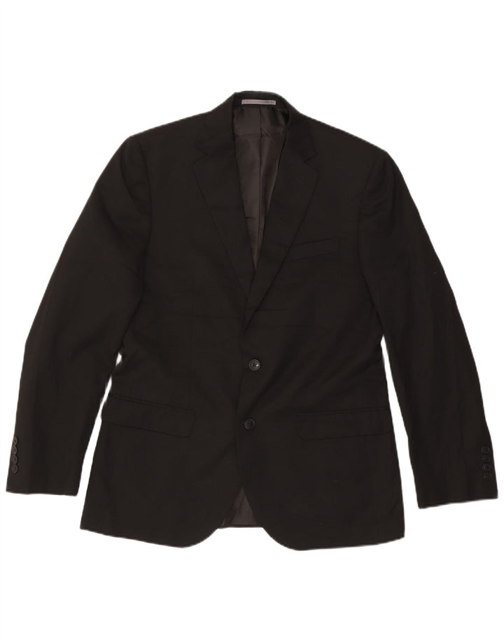 Giacca blazer da uomo Marks & Spencer vestibilità regolare a 2 bottoni UK 38 media nera
