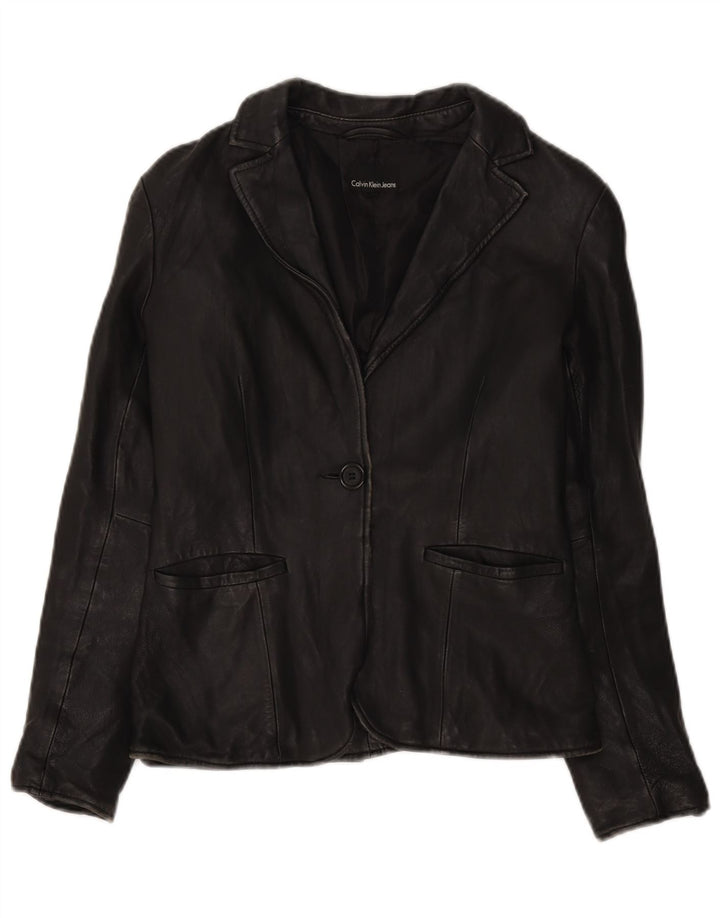 Giacca blazer a 1 bottone da donna Calvin Klein UK 12 media nera classica