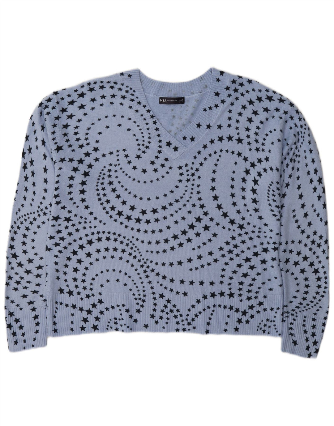 Maglione maglione con scollo a V da donna Marks & Spencer UK 16 grande blu