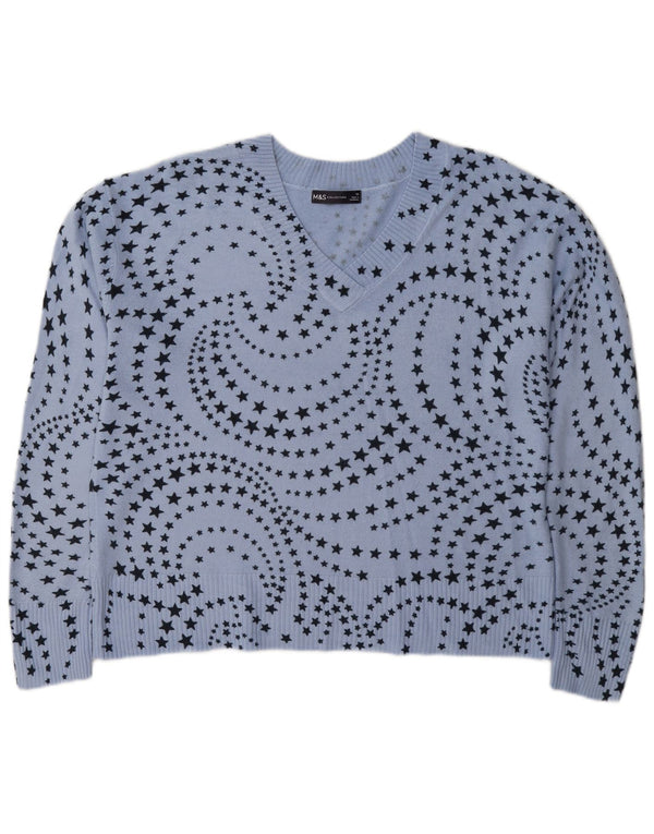 Maglione maglione con scollo a V da donna Marks & Spencer UK 16 grande blu