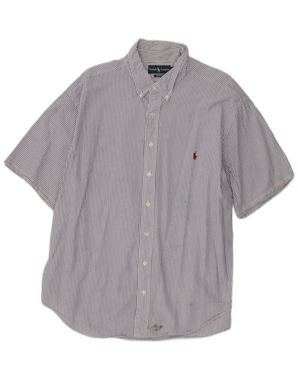 Camicia Ralph Lauren da uomo a maniche corte vestibilità classica 2XL cotone gessato blu