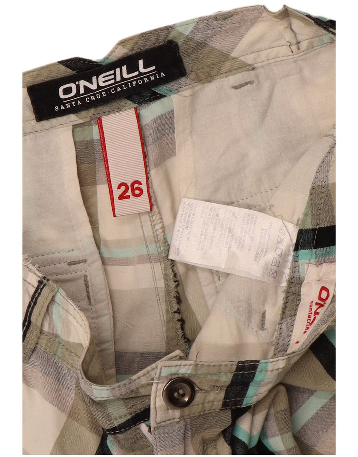 Pantaloncini chino da donna O'NEILL W26 piccoli in cotone a quadri grigi