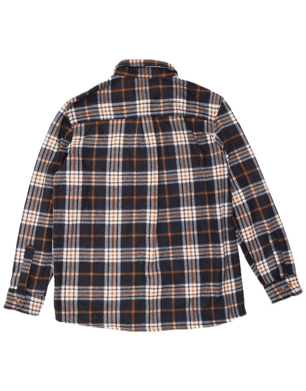 Canada Mens Fleece Shirt Large Navy Blue Check Polyester