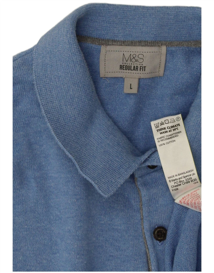 Marks & Spencer Maglione da uomo a maniche corte con collo a polo grande blu