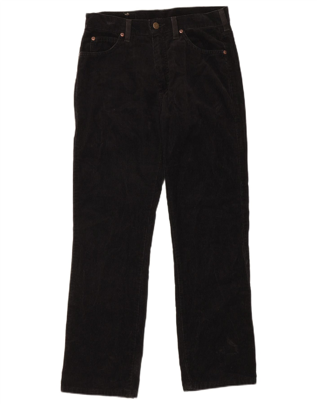 Pantaloni dritti in velluto a coste a vita alta da donna LEE US 12 Large W29 L30 neri