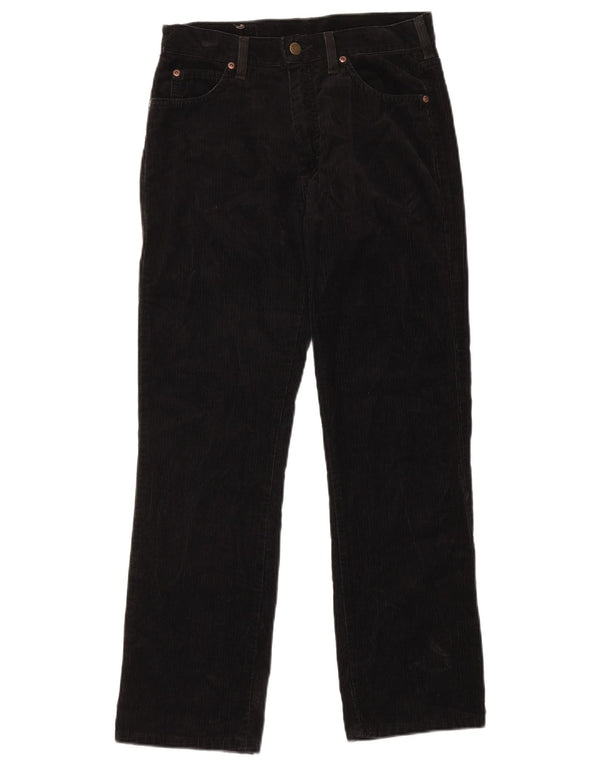 Pantaloni dritti in velluto a coste a vita alta da donna LEE US 12 Large W29 L30 neri