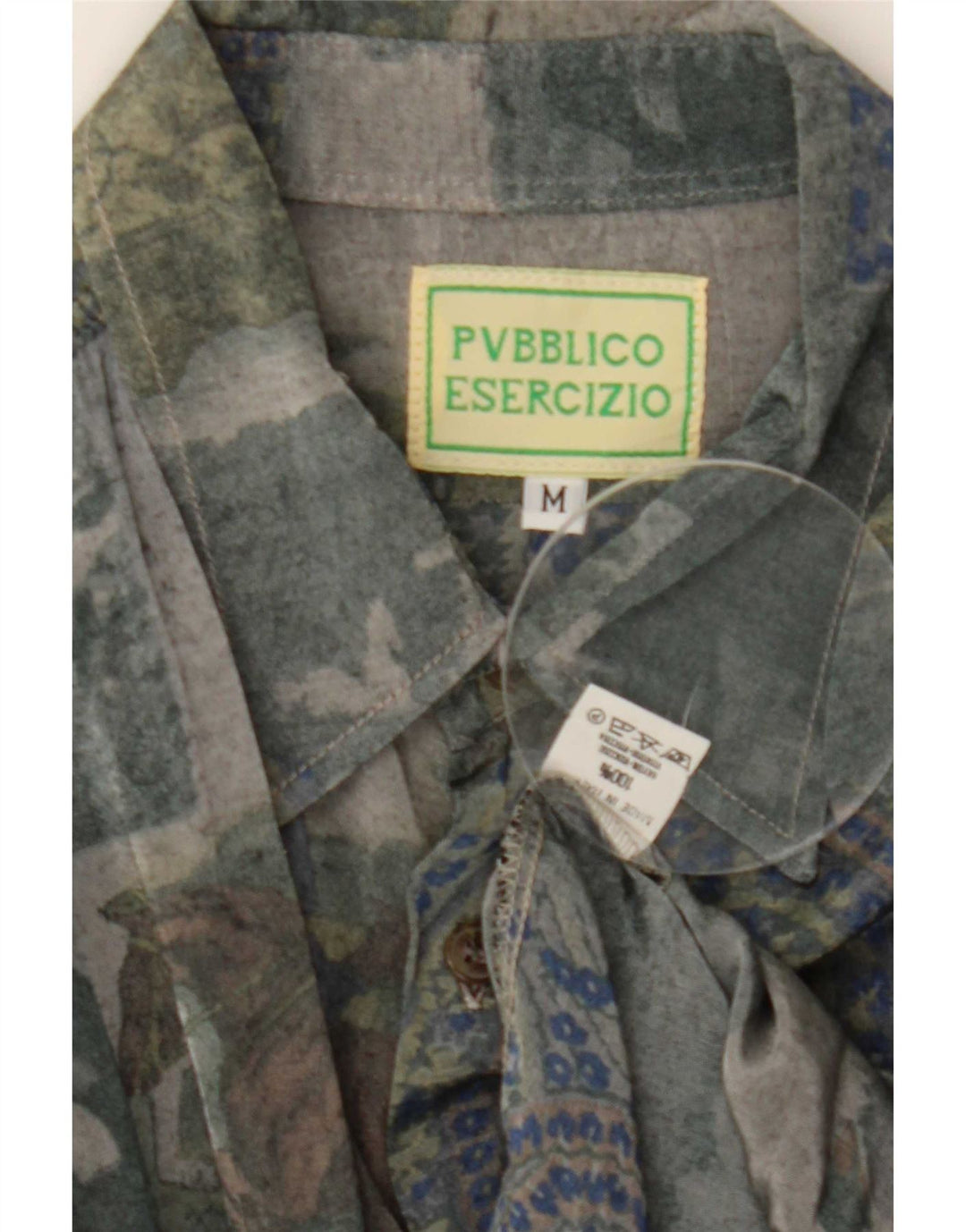 Camicia vintage da uomo con motivo astratto Rayon medio multicolore