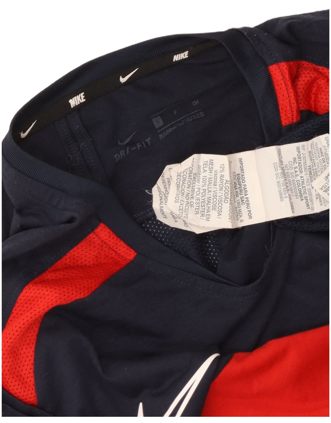 T-shirt Nike Dri Fit da uomo, piccola, in poliestere color block blu navy